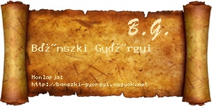 Bánszki Györgyi névjegykártya